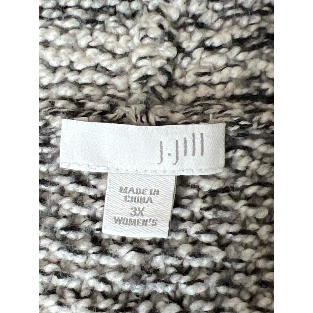J.Jill size 3X cardigan, black/gray/cream pockets 3/4 Boho fringe open front - Picture 6 of 8
